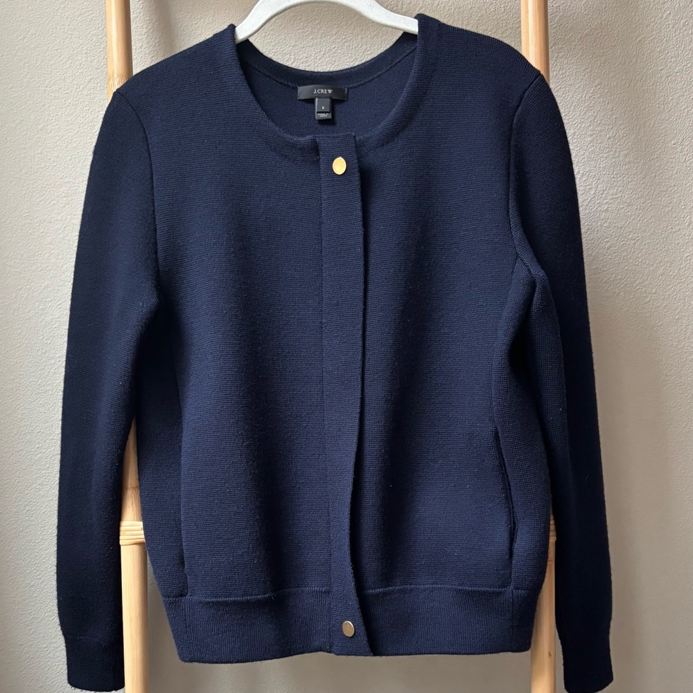 J. Crew Navy Blue Crewneck Cardigan